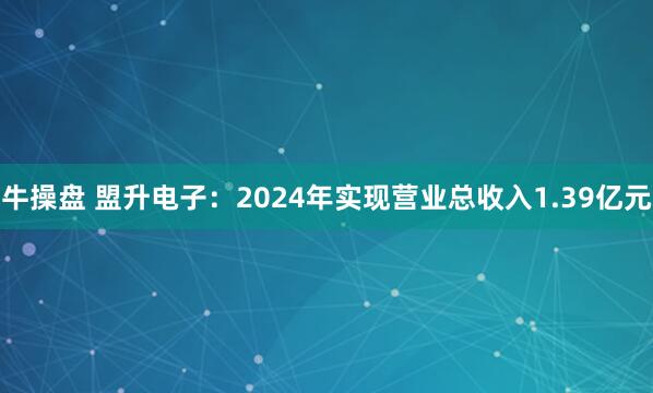 牛操盘 盟升电子:2024年实现营业总收入1.39亿元