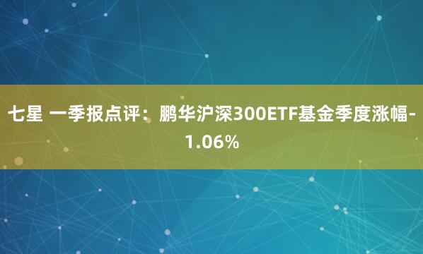 七星 一季报点评：鹏华沪深300ETF基金季度涨幅-1.06%