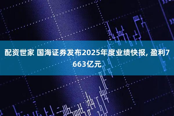 配资世家 国海证券发布2025年度业绩快报, 盈利7663亿元